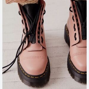 New Dr. Martens Sinclair Zip Front Boots in Peach Leather